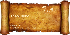 Toma Anna névjegykártya